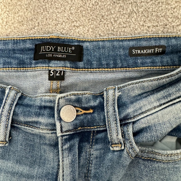 Judy Blue Women Jeans 5/27 Straight Fit Distressed High Rise Stretch Light Wash - Picture 5 of 6